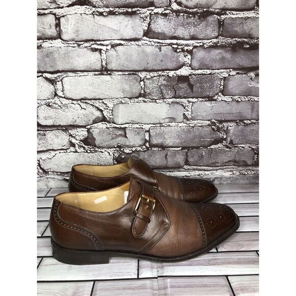 MEZLAN ATHENS Brown Leather Oxford Buckle Dress Monk Strap Shoes Men Sz 8.5M US main image 7